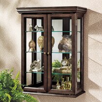 Lighted wall deals mounted curio cabinet